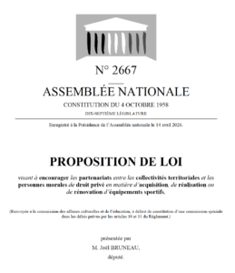 Proposition de loi&nbsp;: vers un nouveau modèle de financement privé-public des équipements sportifs&nbsp;? - Décideurs du Sport par Patrick Bayeux