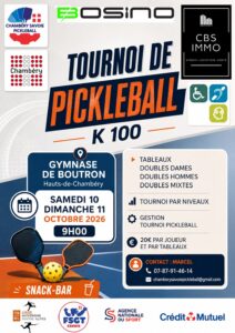 Tournoi de pickleball Chambéry octobre 2026 - FSGT
